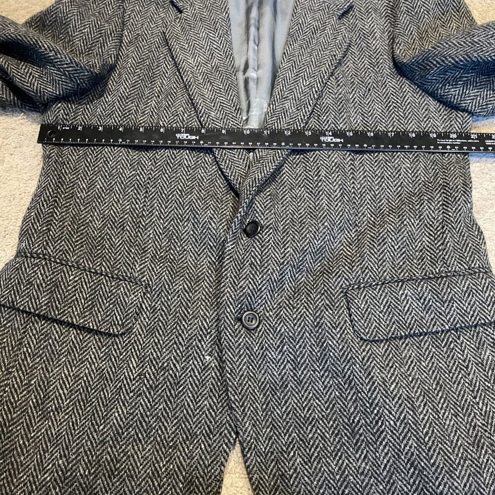 Vintage Jordache Blazer Jacket Men 42R Black Herringbone 100% Wool 90s NWOT Read - Picture 13 of 16
